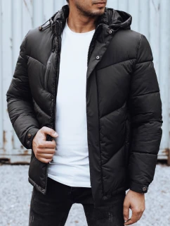 Pánska zimná bunda s odnímateľnou kapucňou čierna FashionStreet TX4833