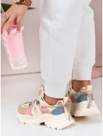 Dámske tenisky na hrubšej podrážke NEWMOVE beige FashionStreet ZY0590 Dámske tenisky na hrubšej podrážke NEWMOVE beige FashionStreet ZY0590