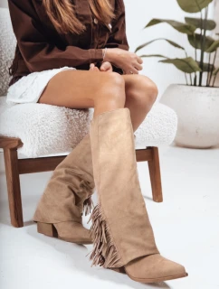Dámske semišové boho khaki čižmy FashionStreet ZY1305