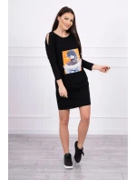 Šaty s 3D grafikou, čipková čierna
