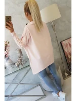 Oversize mikina s asymetrickými bokmi púdrovo ružová