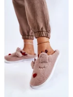 Damskie Świąteczne Futrzane Papcie Z Reniferem Beżowe Clarie