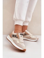 Buty Sportowe Damskie Na Platformie Zebra Beżowe Davinara
