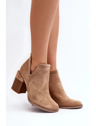 Dámske členkové topánky na podpätku A5729 / 192675 Beige - Bella Paris Dámske členkové topánky na podpätku A5729 / 192675 Beige - Bella Paris