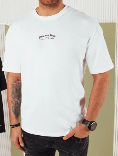 Pánske biele tričko s potlačou FashionStreet RX5434
