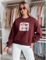 Dámska nadrozmerná mikina so srdiečkami MADELIN bordová FashionStreet BY1458 Dámska nadrozmerná mikina so srdiečkami MADELIN bordová FashionStreet BY1458