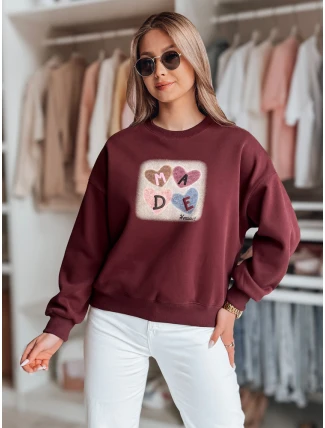 Dámska nadrozmerná mikina so srdiečkami MADELIN bordová FashionStreet BY1458 Dámska nadrozmerná mikina so srdiečkami MADELIN bordová FashionStreet BY1458