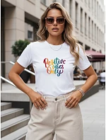 Dámske bavlnené tričko s potlačou, biele, FashionStreet NX8010RY