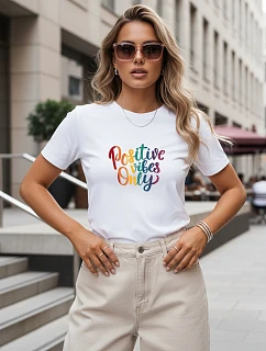 Dámske bavlnené tričko s potlačou, biele, FashionStreet NX8010RY
