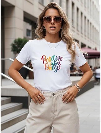 Dámske bavlnené tričko s potlačou, biele, FashionStreet NX8010RY
