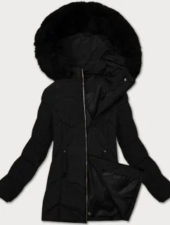 Dámska plus size zimná bunda s kapucňou S'west black (B8300-1)