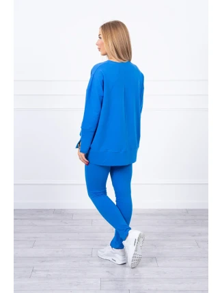 Súprava s oversize blúzkou nevädzovej modrej farby