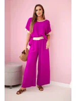 Viskózová súprava so zlatým lemovaním tmavo fialová