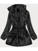 Čierna kožušinová bunda so stojačikom (GSQ2228)