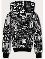 Čierna pánska "klokanie" mikina s potlačou (8B1150-1)