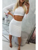 Súprava blúzky a sukne v bielej farbe