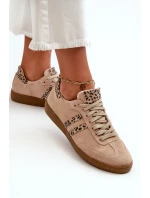 Zazoo N1068 Zamszowe Niskie Sneakersy Damskie Beżowe