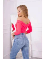 Blúzka s výstrihom do V ružová neónová