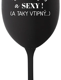 I'M BEAUTIFUL AND SEXY! (AND SO SEXY...) - čierny pohár na víno 350 ml