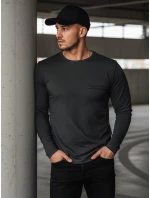 Pánske tmavosivé tričko FashionStreet s dlhým rukávom LX0561 Pánske tmavosivé tričko FashionStreet s dlhým rukávom LX0561