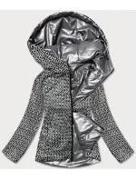 Obojstranná šedá dámska bunda s kapucňou (B9793-70) Obojstranná šedá dámska bunda s kapucňou (B9793-70)