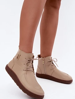 Dámske kožené poltopánky typu barefoot s izoláciou Zazoo 3077, béžové