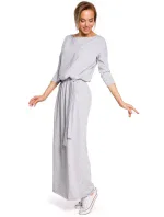 M435 Maxi bavlnené šaty s opaskom na zaväzovanie - čierne M435 Maxi bavlnené šaty s opaskom na zaväzovanie - čierne