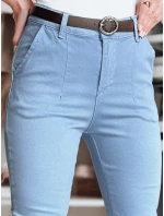Dámske bavlnené nohavice slim fit s opaskom TAIRONIK modré FashionStreet UY2540