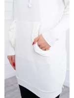 Šaty s ozdobnými volánikmi a kapucňou ecru