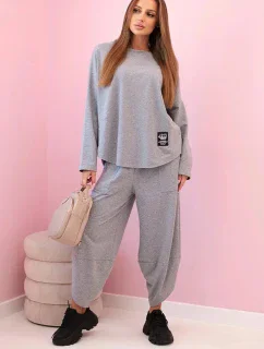 Bavlnená mikina nohavice set šedá melanž