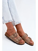 Dámské pantofle Khaki s přezkami Lee Cooper LCW-26-35-4451L