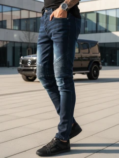 Modré pánske nohavice FashionStreet UX3804