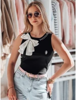 Dámska košeľa bez ramienok s mašľou PERBOW čierna FashionStreet RY2733