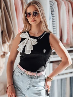 Dámska košeľa bez ramienok s mašľou PERBOW čierna FashionStreet RY2733