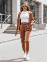 Dámske velúrové tepláky Brown FashionStreet UY2838 Dámske velúrové tepláky Brown FashionStreet UY2838