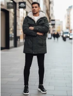 Pánska zimná bunda parka s kapucňou zelená FashionStreet TX4961z Pánska zimná bunda parka s kapucňou zelená FashionStreet TX4961z