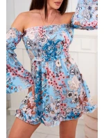 Španielske kvetinové šaty v mätovej farbe