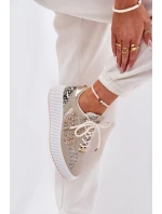 Buty Sportowe Damskie Z Siateczką I Ćwiekami Beżowe Ogalda