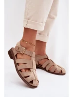 Dámské Římské Sandály s Zlatým Přezkou Béžové Janessa