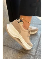 Zamszowe Sneakersy Damskie Na Platformie Big Star RR274A345 HI-POLY SYSTEM Ciemnobeżowe