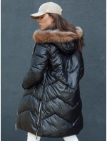 Dámska prešívaná zimná bunda z umelej kožušiny s kapucňou LAGOON black FashionStreet TY4499