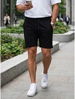 Pánske teplákové šortky so sťahovacími šnúrkami, čierne, FashionStreet SX2640 Pánske teplákové šortky so sťahovacími šnúrkami, čierne, FashionStreet SX2640