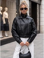 Krátka čierna kožená bunda v štýle Ramones od FashionStreet TY5844 Krátka čierna kožená bunda v štýle Ramones od FashionStreet TY5844