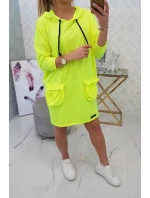 Šaty s kapucňou žlté neónové
