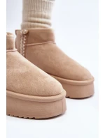 Śniegowce Na Platformie Ze Wzorem Beżowe Udra