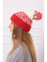 Dámska čiapka s brmbolcom Abigail K326 raspberry+ecru Dámska čiapka s brmbolcom Abigail K326 raspberry+ecru