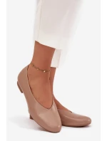 Baleriny Damskie Z Eko Skóry Na Płaskim Obcasie Beżowe Olyssia