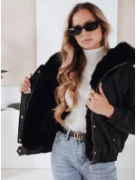 Dámska zimná bunda VESSADA krátka s kožušinou čierna FashionStreet TY5059