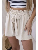 Viskózové šortky viazané v páse tmavobéžové