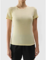 Dámske hladké tričko slim 4F - svetložlté